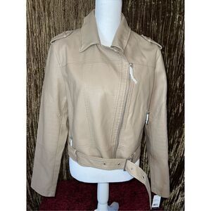 NEW Women’s Faux Leather Tan Moto Jacket XL